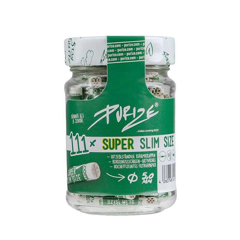 FILTROS PURIZE SUPER SLIM (111 UDS / TARRO CRISTAL) BLANCO